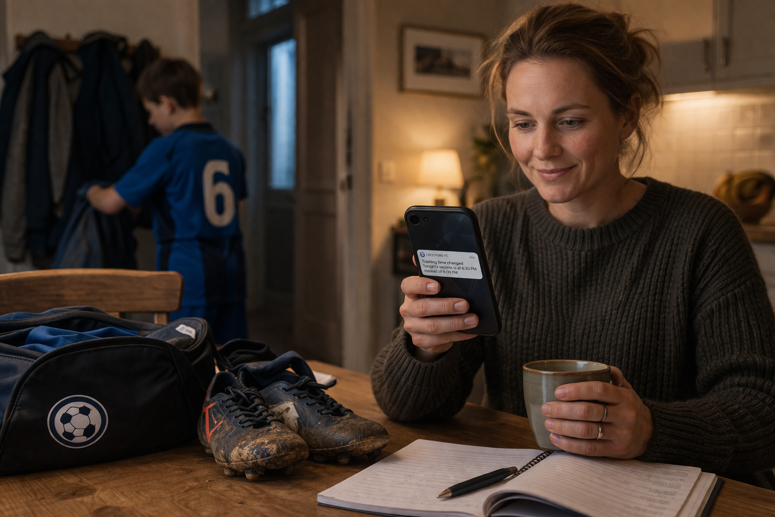 Grassroots parent checking messages on app